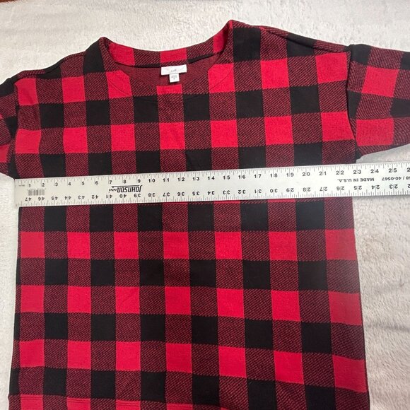 Jill Women’s Buffalo Plaid Top Medium Cotton Blend Long Sleeve Pullover Holidays - Picture 7 of 8
